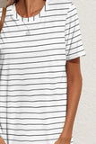 Pocketed Striped Round Neck Short Sleeve Dress DJPT