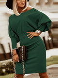 Neck Lantern Sleeve Dress DJPT