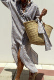 Button Up Three-Quarter Sleeve Dress DJPT