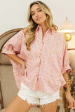 Sequin Striped Short Dolman Sleeve Blouse DJPT