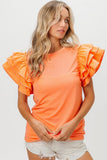 Knit Top Woven Ruffle Tiered Sleeves DJPT