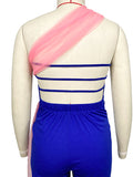 Blue&Pink Tulle Irregular Bandeau Grenadine Off Shoulder Backless Sleeveless Gender Reveal Baby Shower Maternity Jumpsuit Maternity