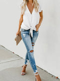 Tie-Front Flutter Sleeve Blouse DJPT