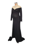 Side Split Mermaid Off Shoulder Bodycon Photoshoot Maternity Maxi Dress Maternity
