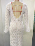 White Knitting Backless Tie Back Deep V-neck Photoshoot Maternity Maxi Dress Maternity