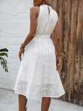 Grecian Neck Tie Waist Midi Dress DJPT