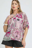 Floral Print Half Sleeve Blouse DJPT