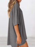 Size Oversized Slit Round Neck Top and Shorts Lounge Set Plus Size DJPT