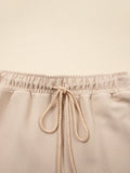 Half Zip Kangaroo Pocket Top and Drawstring Shorts Set DJPT