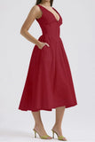 V-Neck Sleeveless Dress with Pockets DJPT