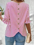 Round Neck Half Sleeve Casual Blouse DJPT
