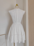 A line V neckline White Lace Vacation Dress Short Birthday Dresses SD177