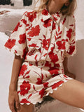 Print Scalloped Edge Top and Shorts Set DJPT