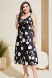 Size Floral Lace Trim Side Slit Night Dress DJPT