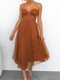 Neck Tulle Midi Dress DJPT