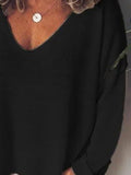 Size V-Neck Drop Shoulder Long Sleeve T-Shirt Plus Size DJPT