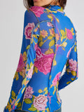 Print Mock Neck Long Sleeve Top DJPT