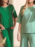 Trim T-Shirt and Drawstring Pants Set DJPT