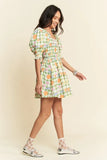 & Dani Fruits Printed Smocking Mini Dress DJPT