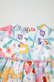Flower Print Half Puff Sleeve Blouse DJPT