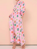Button Front Long Sleeve Shirt Dress DJPT