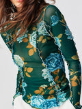 Print Mock Neck Long Sleeve Top DJPT